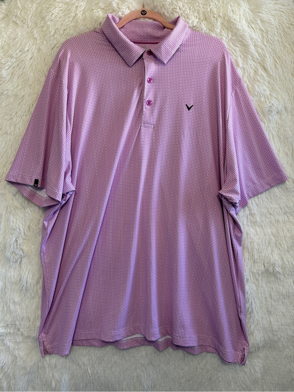 Callaway Mens Opti Dri Golf Polo Tee Size 2XL Pink Career Office Casual Logo